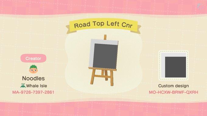 Animal Crossing Design Code: MO-HCXW-BRWF-QXRH Road Top Left Cnr