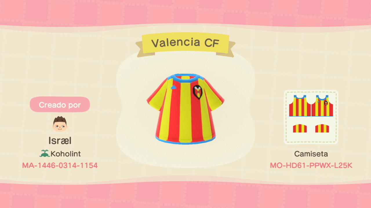 Animal Crossing Design Code: MO-HD61-PPWX-L25K Valencia CF