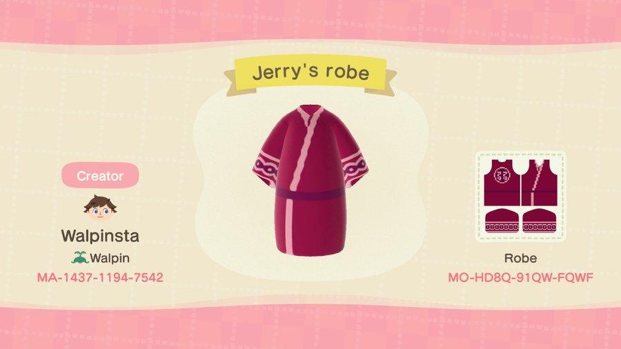 Animal Crossing Design Code: MO-HD8Q-91QW-FQWF Jerry&#39;s robe