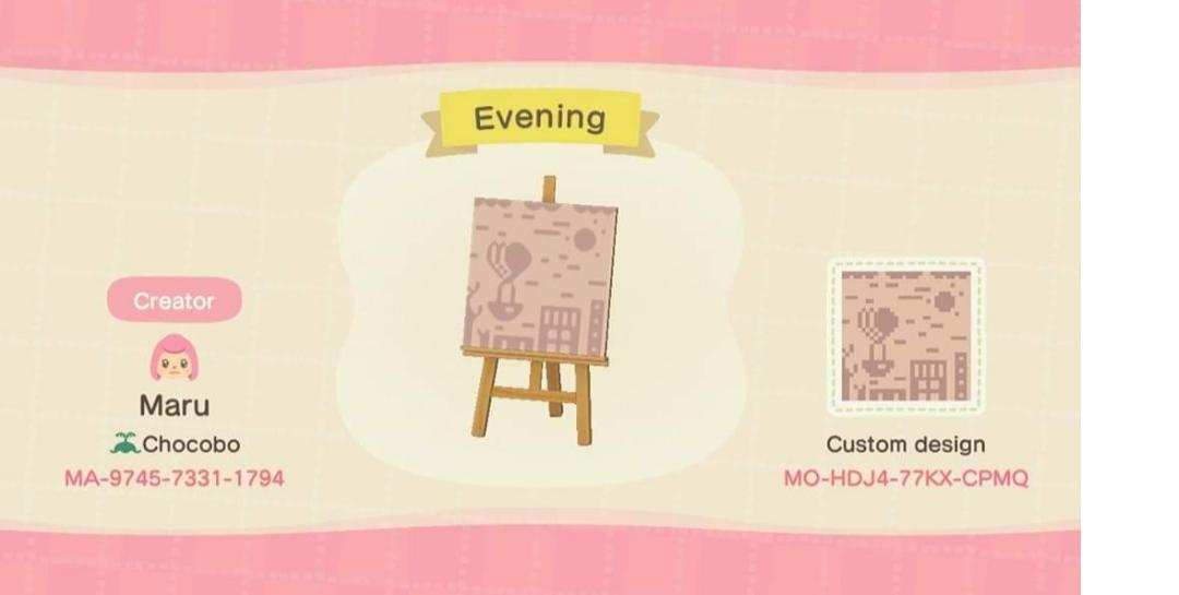 Animal Crossing Design Code: MO-HDJ4-77KX-CPMQ Evening Painting