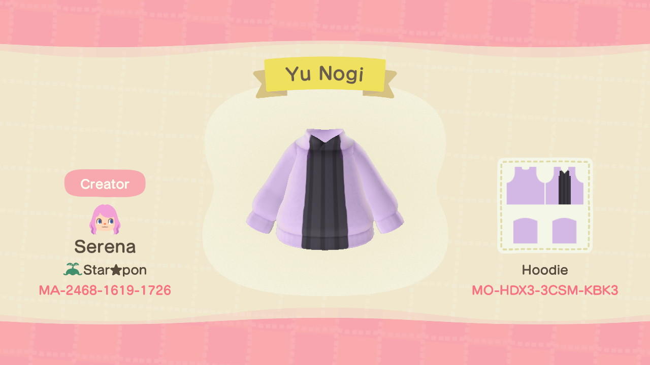 Animal Crossing Design Code: MO-HDX3-3CSM-KBK3 Yu Nogi
