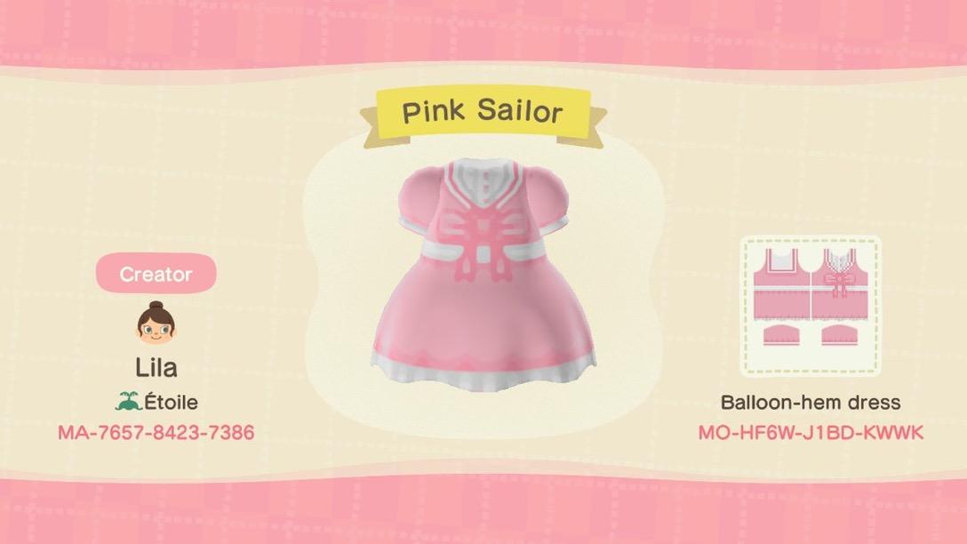 Animal Crossing Design Code: MO-HF6W-J1BD-KWWK Pink Sailor