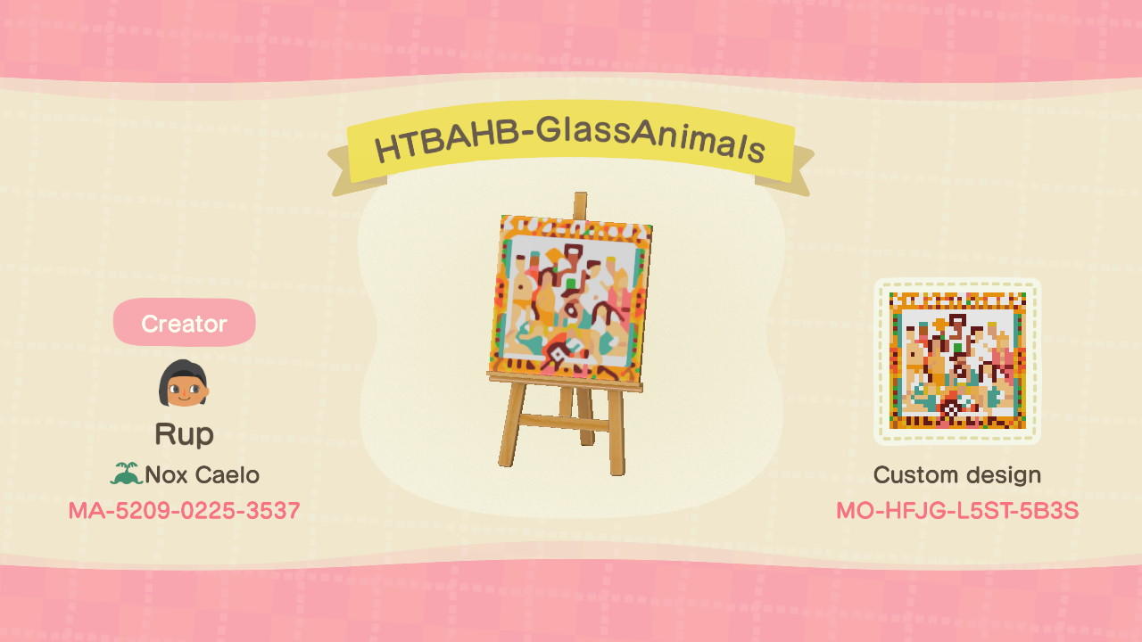 Animal Crossing Design Code: MO-HFJG-L5ST-5B3S HTBAHB-GlassAnimals