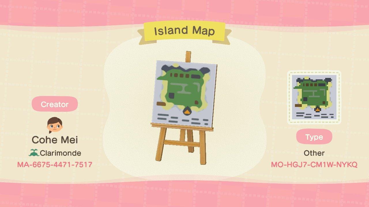 Animal Crossing Design Code: MO-HGJ7-CM1W-NYKQ Island Map