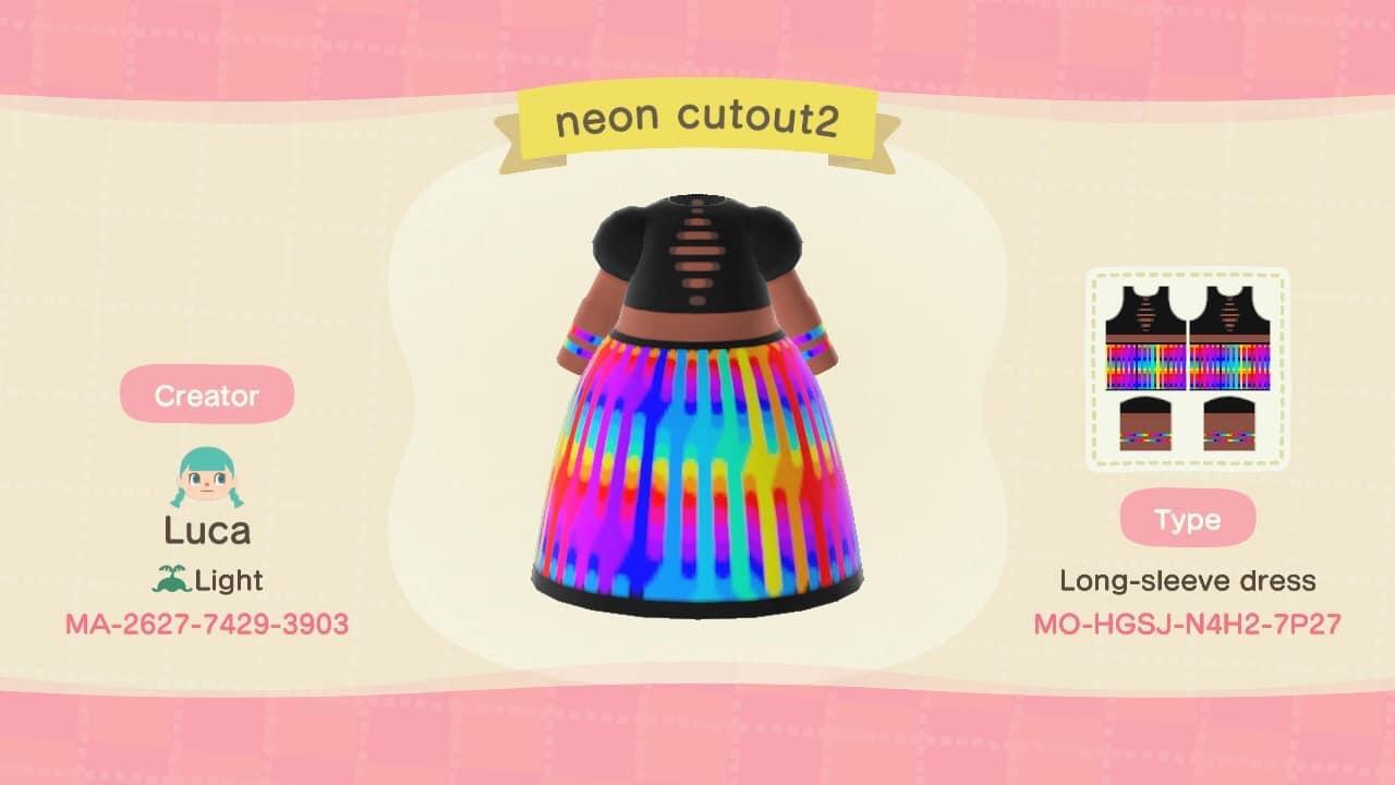 Animal Crossing Design Code: MO-HGSJ-N4H2-7P27 Neon cutout 2
