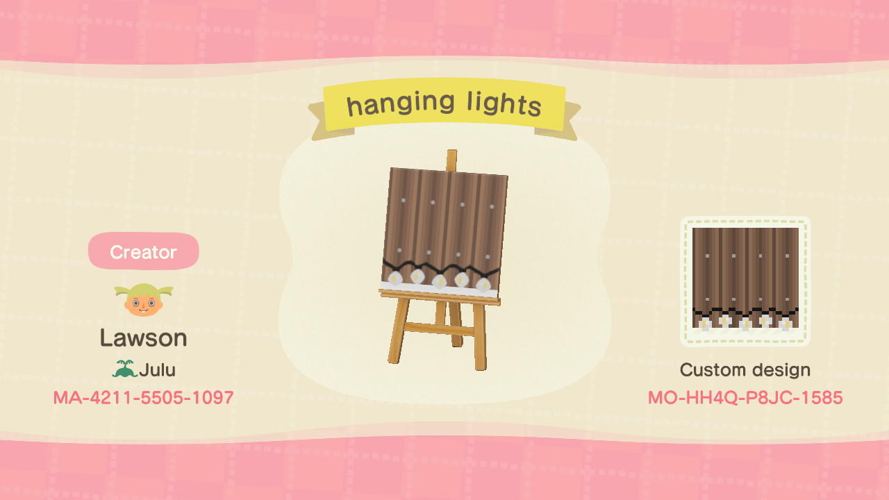 Animal Crossing Design Code: MO-HH4Q-PBJC-1585 hanging lights