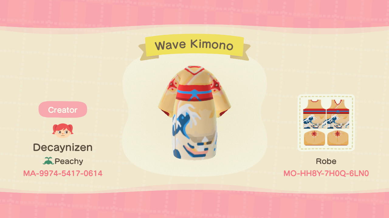 Animal Crossing Design Code: MO-HH8Y-7H0Q-6LN0 Wave Kimono