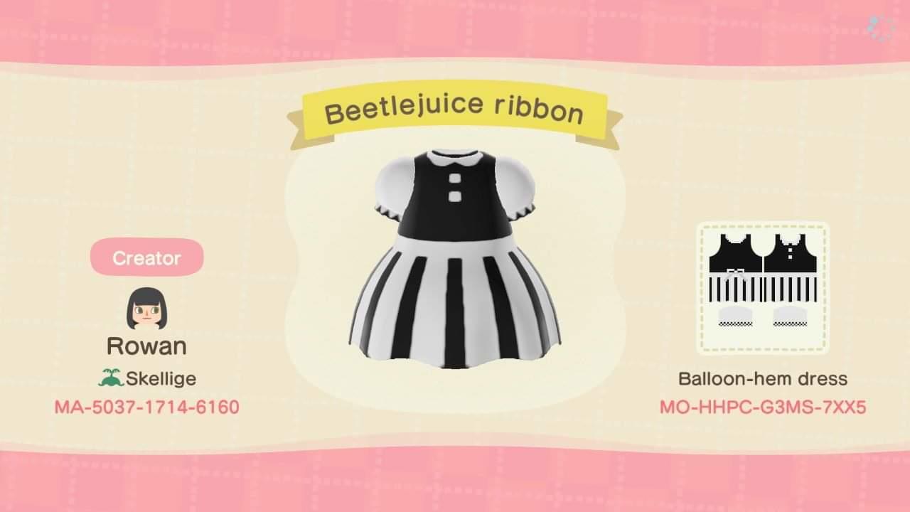 Animal Crossing Design Code: MO-HHPC-G3MS-7XX5 Beetlejuice ribbon d