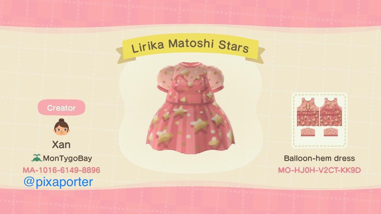 Animal Crossing Design Code: MO-HJ0H-V2CT-KK9D Lirika Matoshi Stars