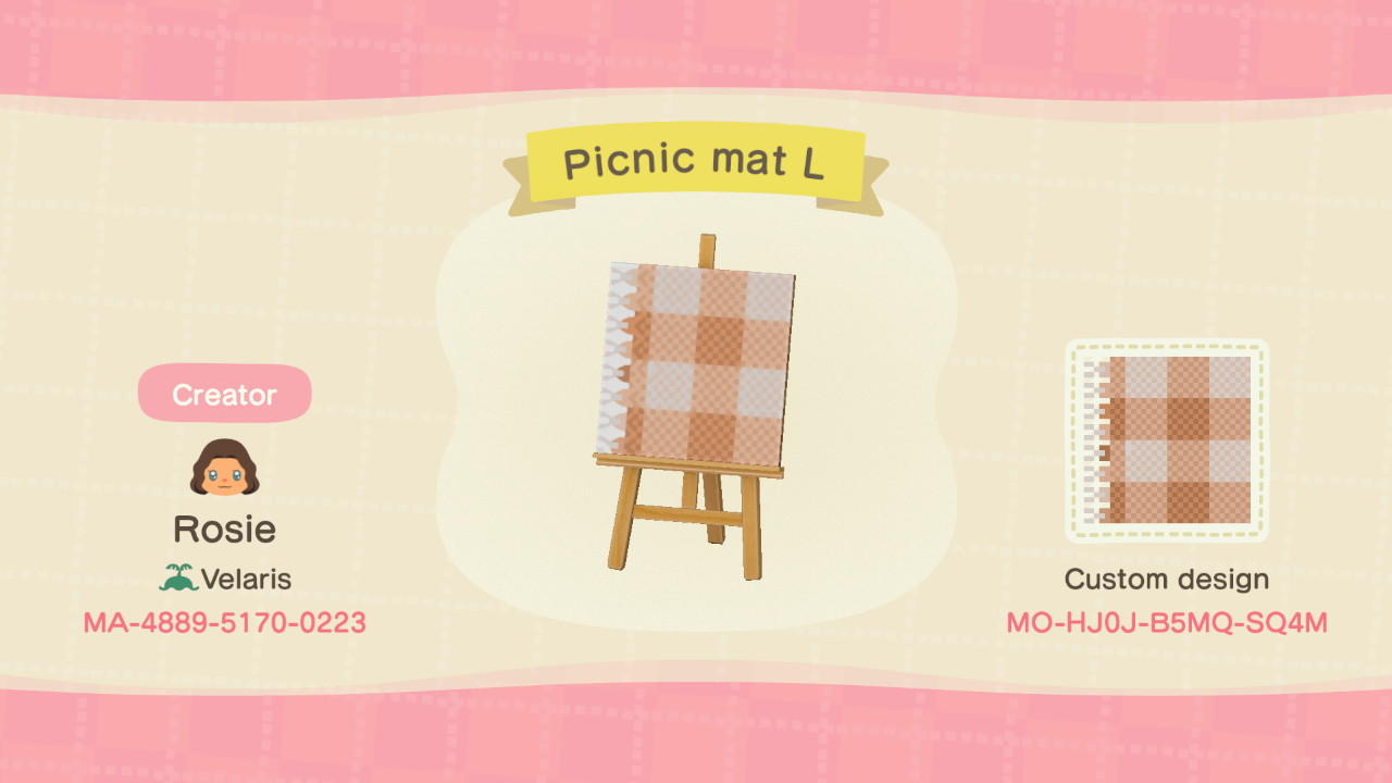 Animal Crossing Design Code: MO-HJ0J-B5MQ-SQ4M Beige Picnic Mat (L)