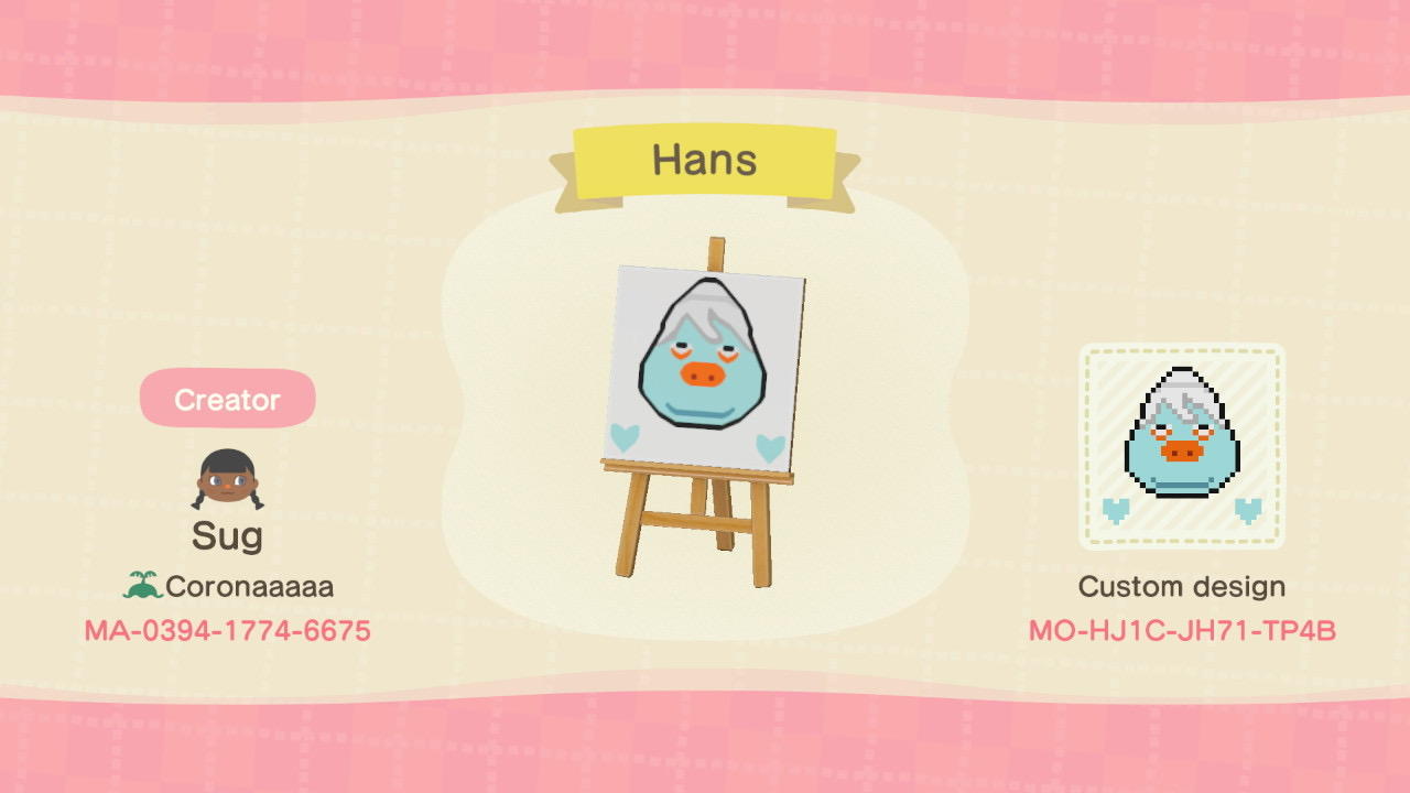 Animal Crossing Design Code: MO-HJ1C-JH71-TP4B HANS THE GORILLA
