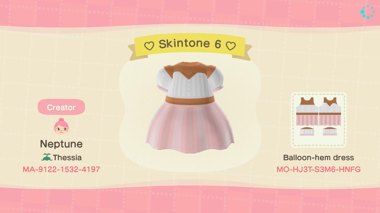 Animal Crossing Design Code: MO-HJ3T-S3M6-HNFG ♡ Skintone 6 ♡