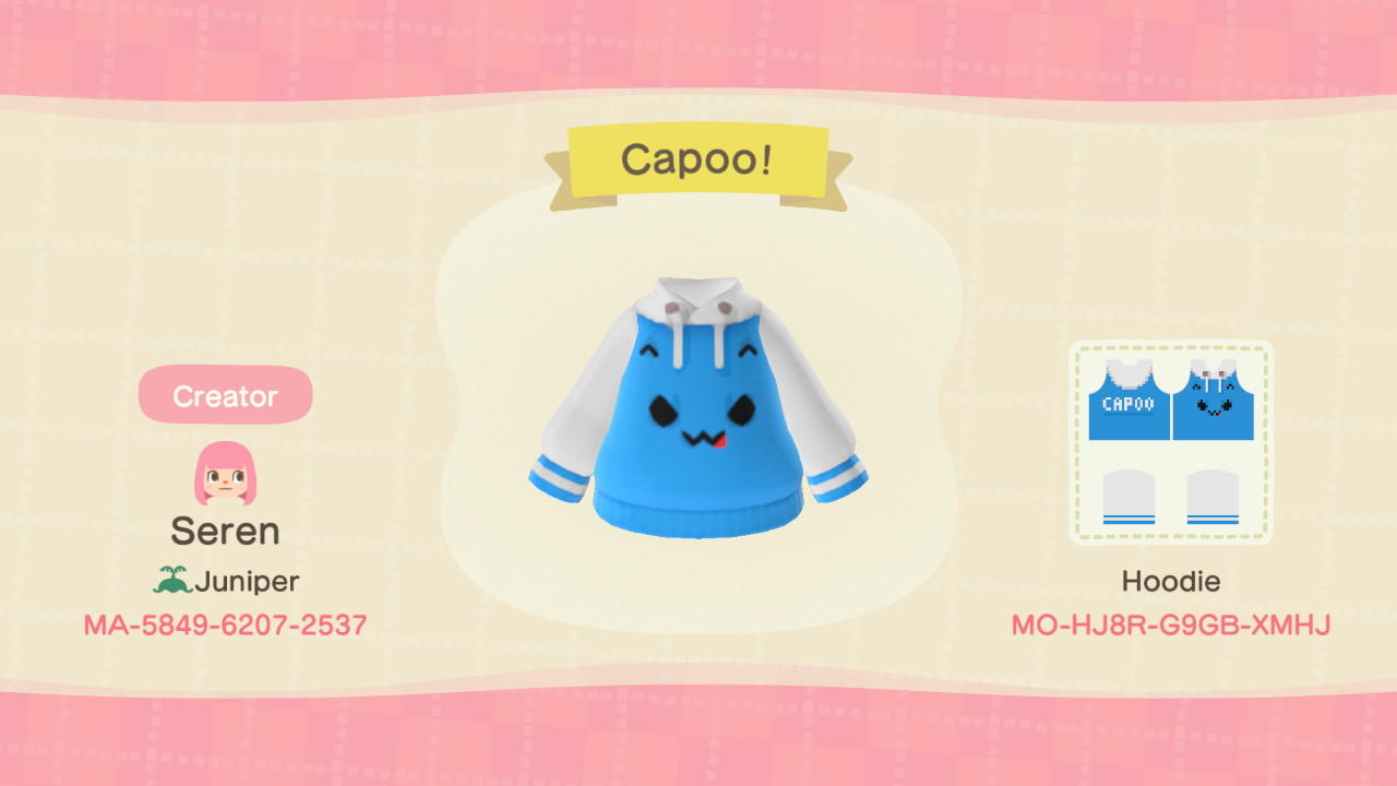 Animal Crossing Design Code: MO-HJ8R-G9GB-XMHJ Capoo!