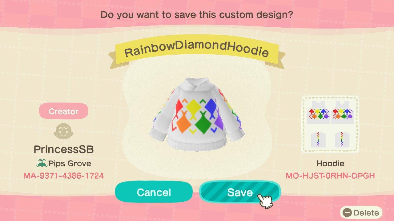 Animal Crossing Design Code: MO-HJST-0RHN-DPGH Rainbow Pride Argyle
