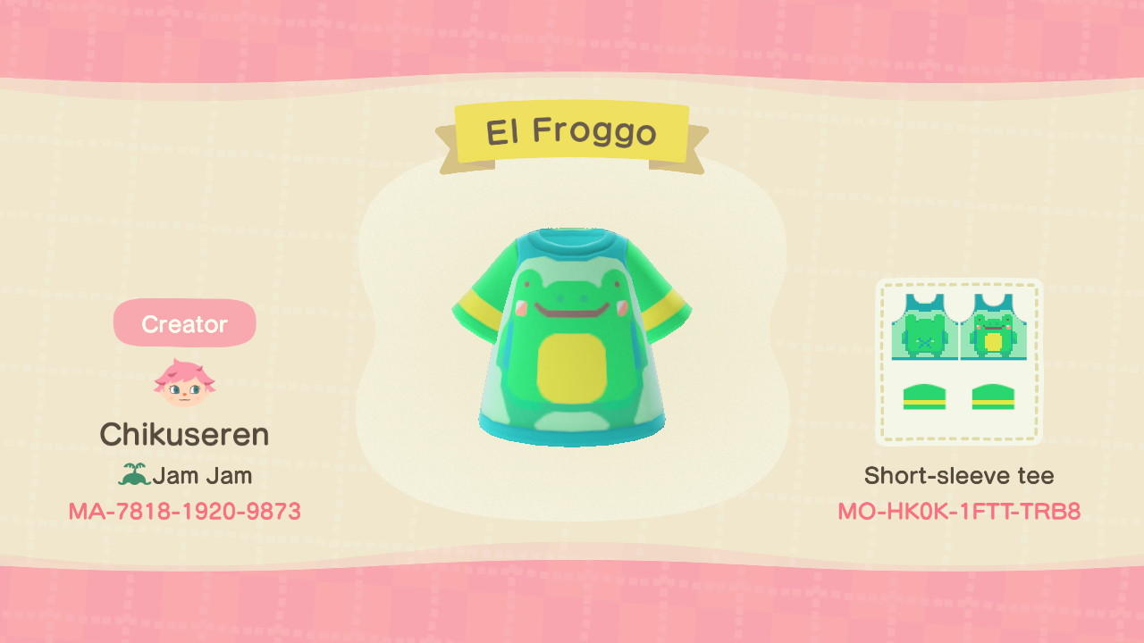 Animal Crossing Design Code: MO-HK0K-1FTT-TRB8 El Froggo