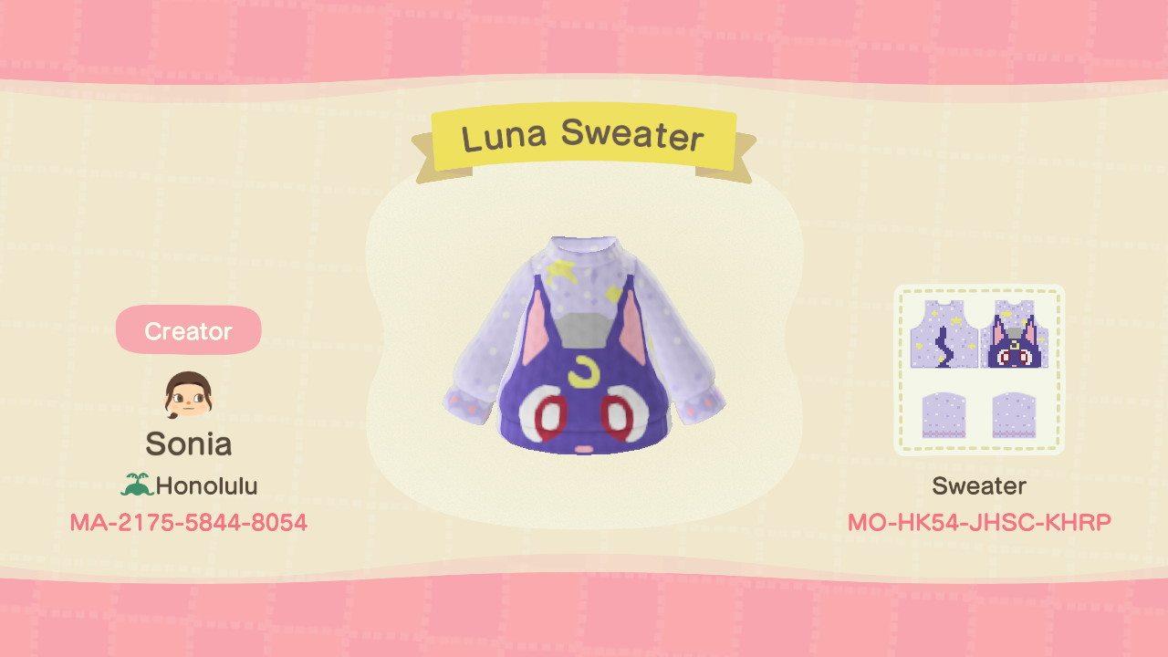 Animal Crossing Design Code: MO-HK54-JHSC-KHRP Luna Sweater