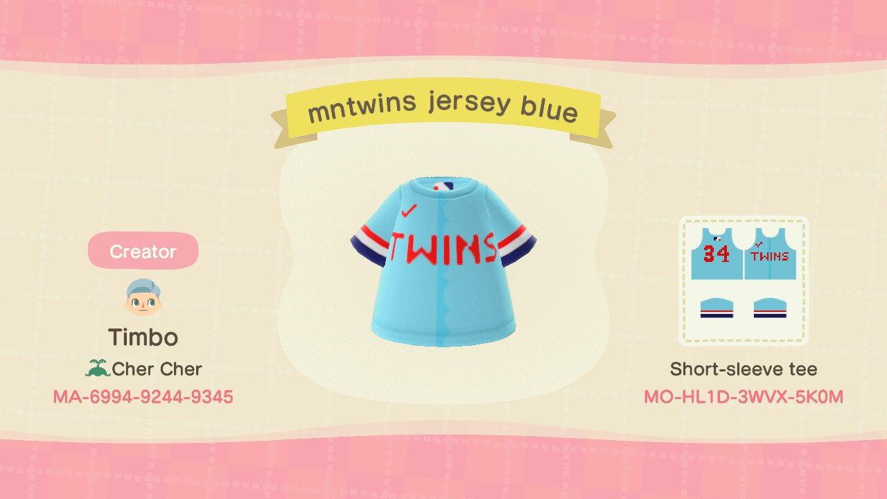 Animal Crossing Design Code: MO-HL1D-3WVX-5K0M MN TWINS JERSEY LT