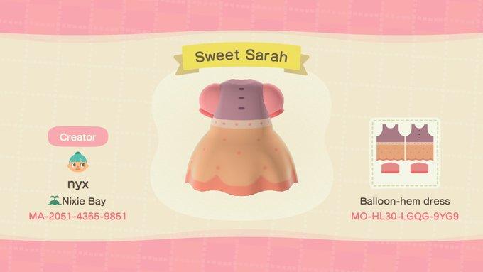 Animal Crossing Design Code: MO-HL30-LGQG-9YG9 Sweet Sarah