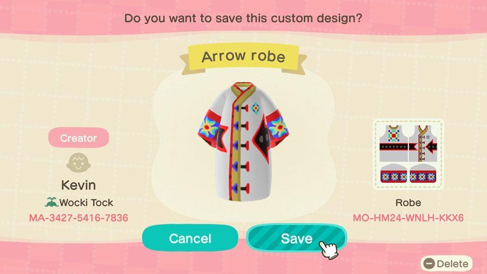 Animal Crossing Design Code: MO-HM24-WNLH-KKX6 Arrow Robe