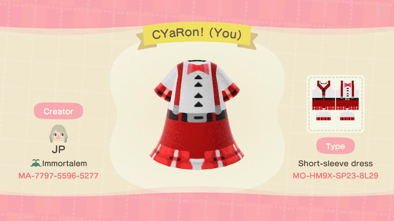Animal Crossing Design Code: MO-HM9X-SP23-8L29 CYaRon! (You)
