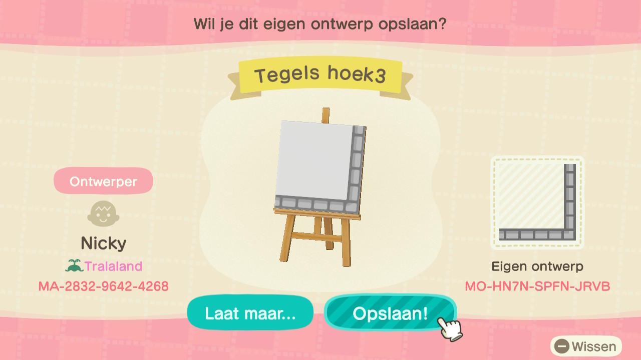 Animal Crossing Design Code: MO-HN7N-SPFN-JRVB Tile corner 3