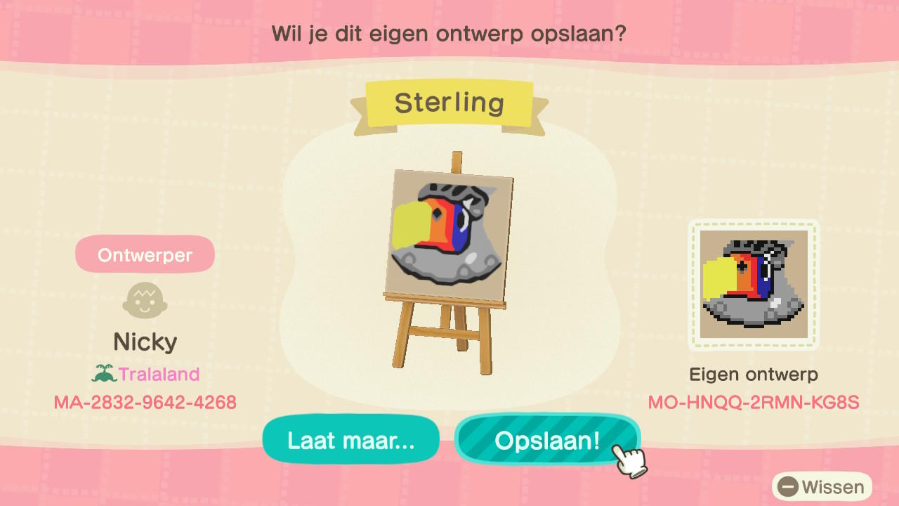 Animal Crossing Design Code: MO-HNQQ-2RMN-KG8S Sterling