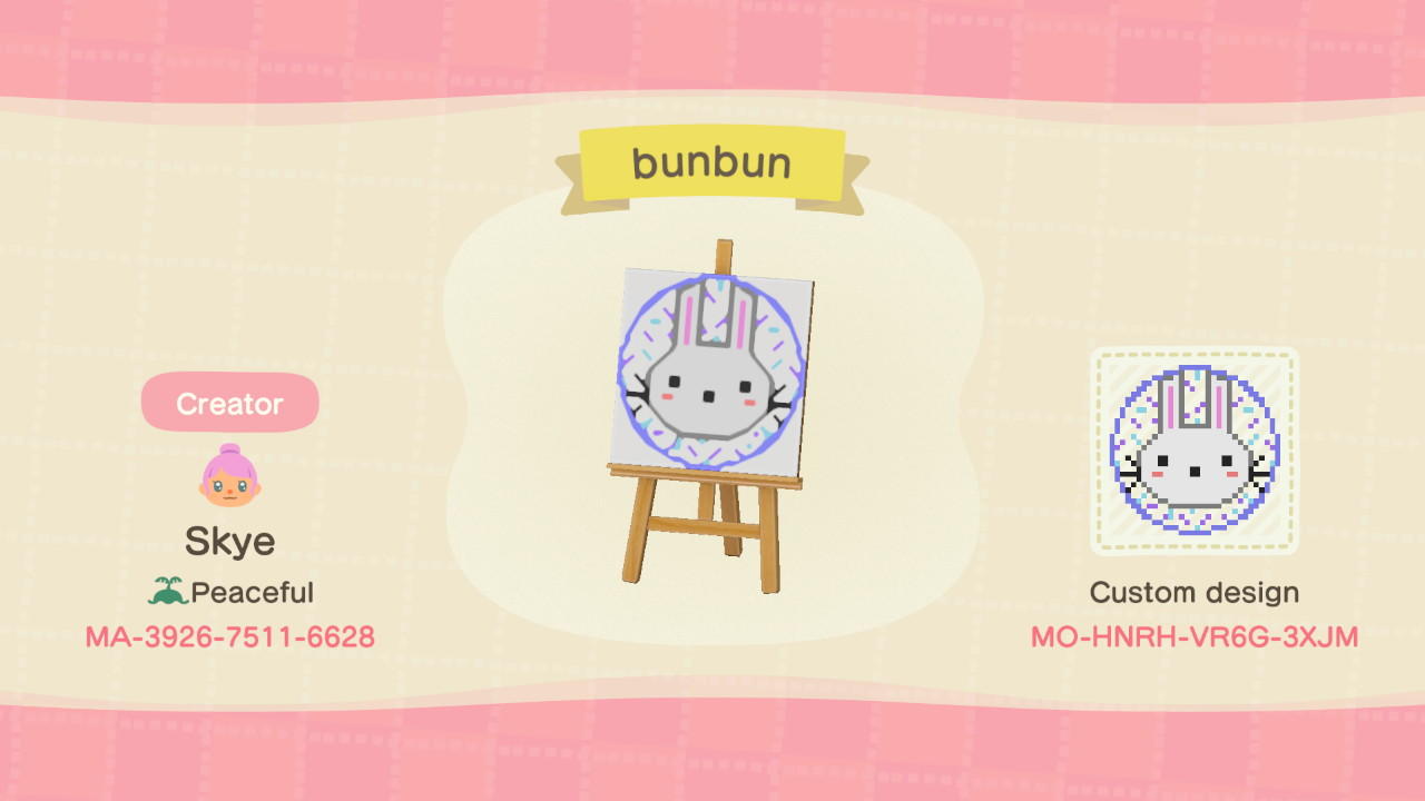 Animal Crossing Design Code: MO-HNRH-VR6G-3XJM Bunbun