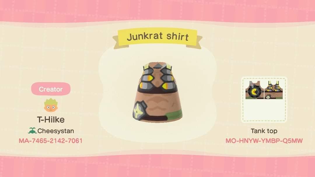 Animal Crossing Design Code: MO-HNYW-YMBP-Q5MW Junkrat shirt