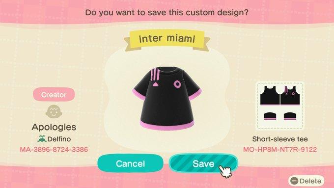 Animal Crossing Design Code: MO-HP8M-NT7R-9122 Inter Miami
