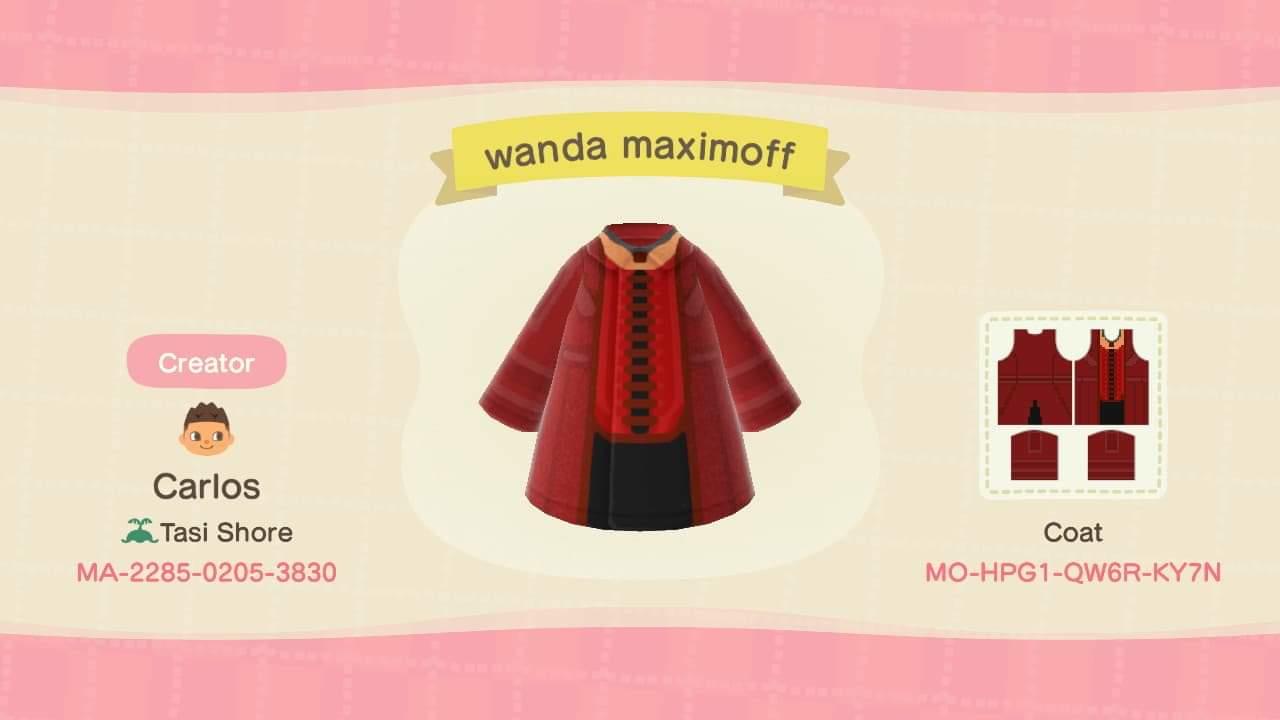 Animal Crossing Design Code: MO-HPG1-QW6R-KY7N Wanda Maximoff