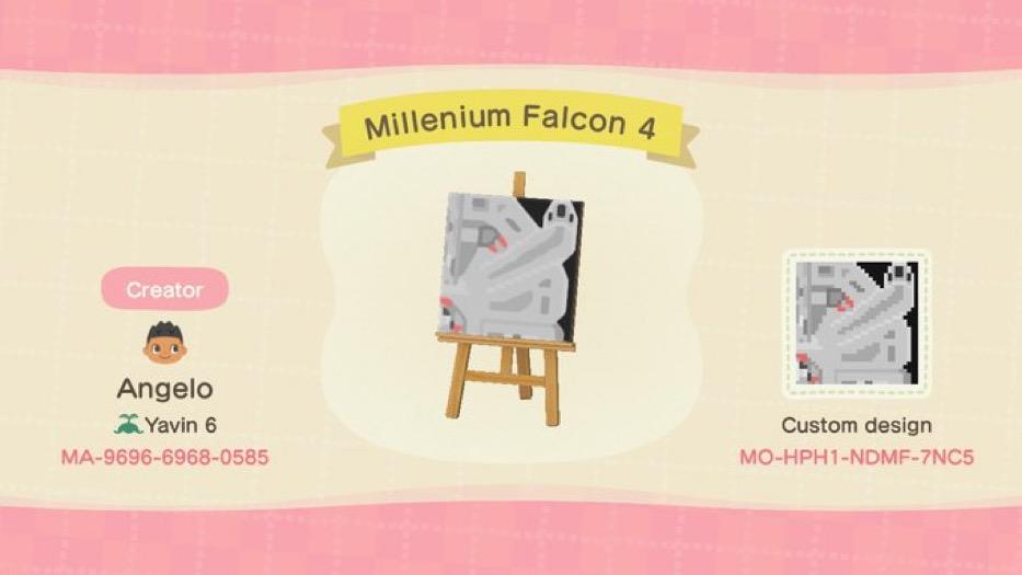Animal Crossing Design Code: MO-HPH1-NDMF-7NC5 Millennium Falcon 4