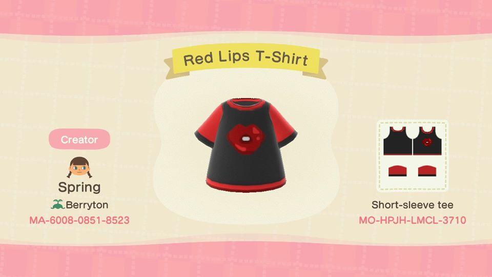 Animal Crossing Design Code: MO-HPJH-LMCL-3710 Red Lips T-Shirt