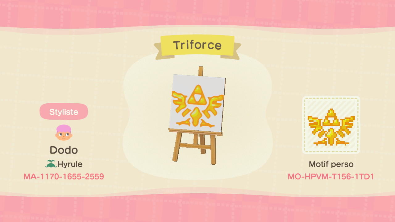Animal Crossing Design Code: MO-HPVM-T156-1TD1 Triforce Emblem 2