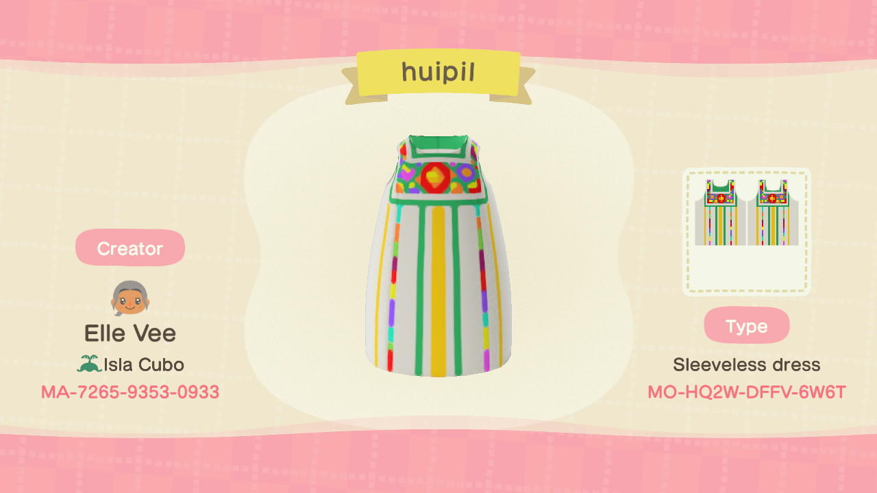 Animal Crossing Design Code: MO-HQ2W-DFFV-6W6T huipil