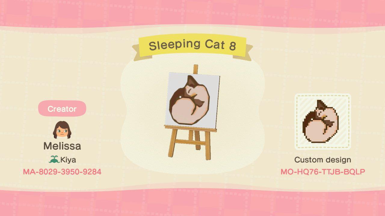 Animal Crossing Design Code: MO-HQ76-TTJB-BQLP Sleeping Cat 8