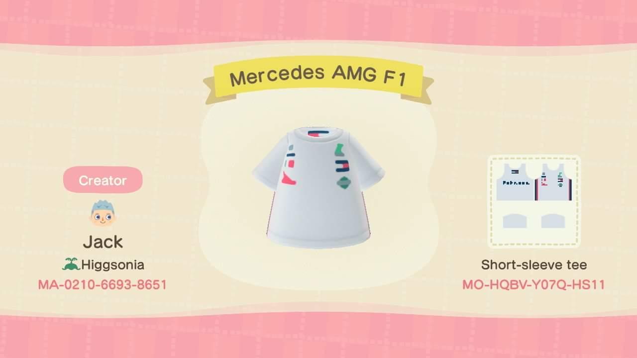 Animal Crossing Design Code: MO-HQBV-Y07Q-HS11 Mercedes AMG F1