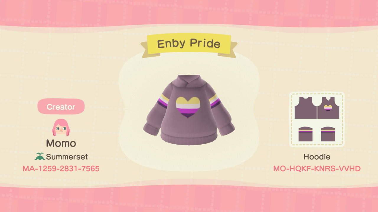 Animal Crossing Design Code: MO-HQKF-KNRS-VVHD Enby Pride