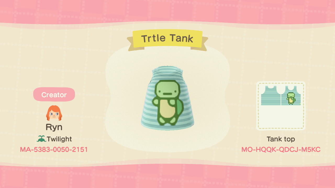 Animal Crossing Design Code: MO-HQQK-QDCJ-M5KC Trtle Tank