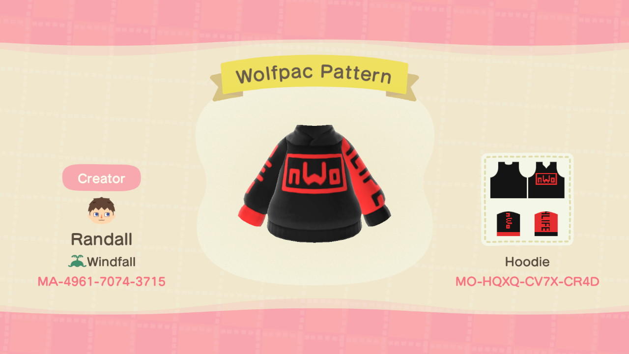 Animal Crossing Design Code: MO-HQXQ-CV7X-CR4D Wolfpac Pattern