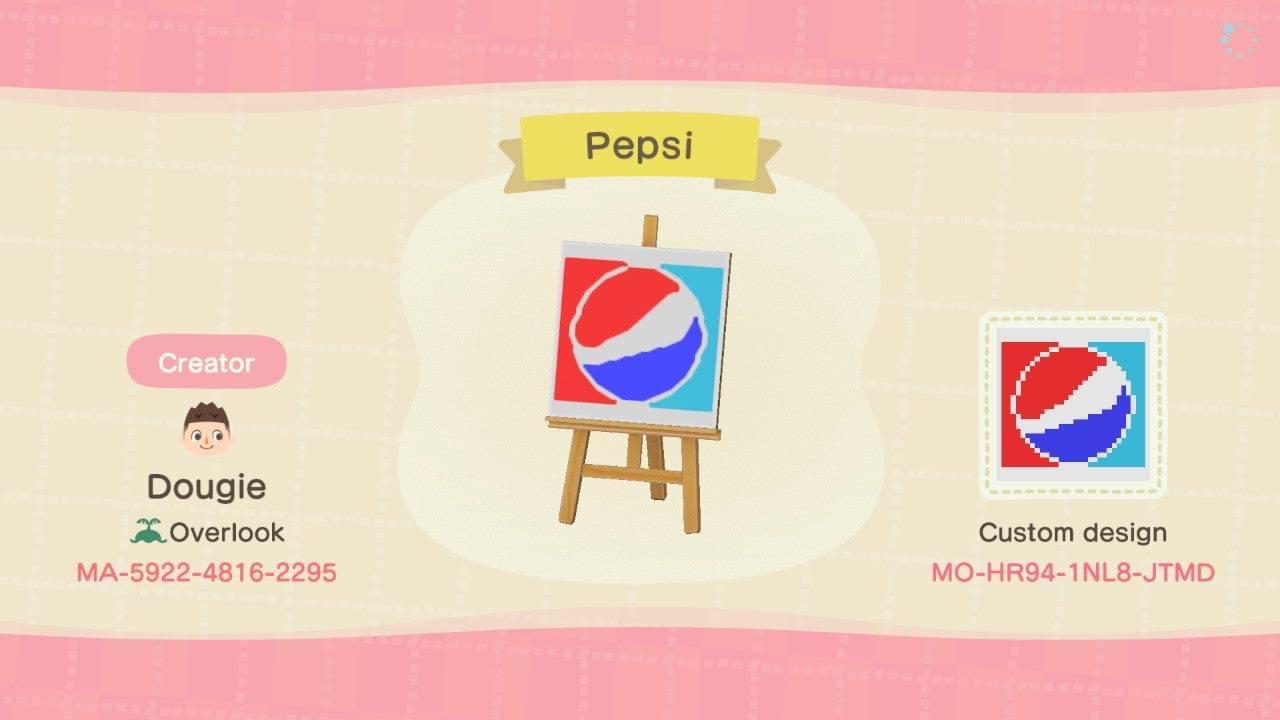 Animal Crossing Design Code: MO-HR94-1NL8-JTMD Pepsi
