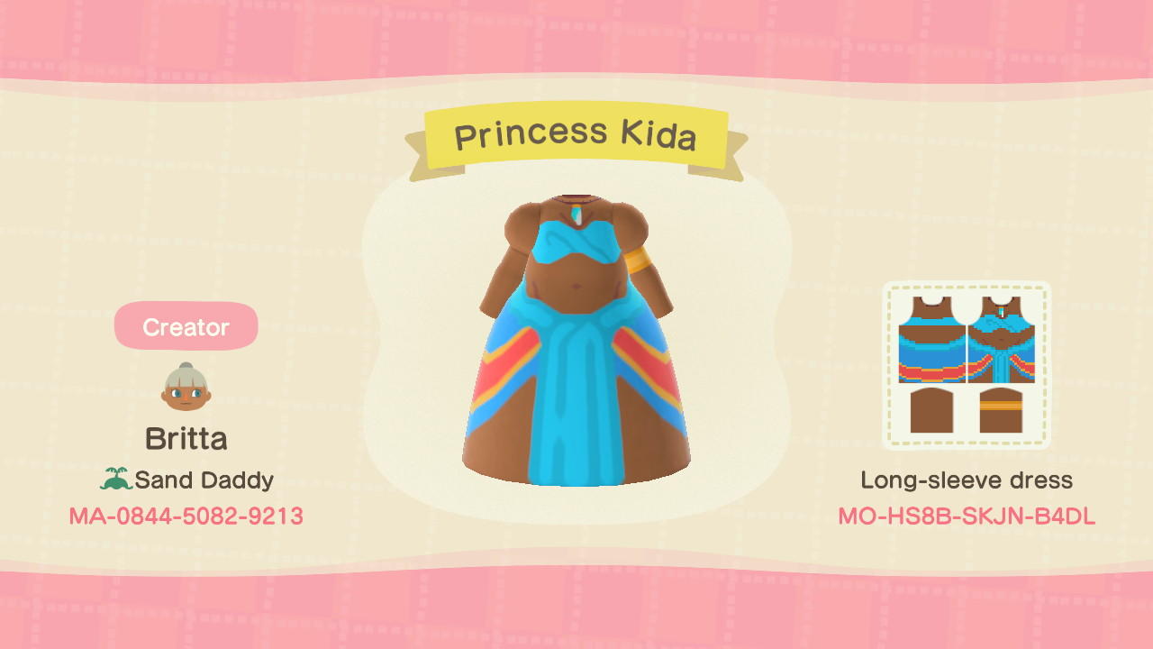 Animal Crossing Design Code: MO-HS8B-SKJN-B4DL Princess Kida