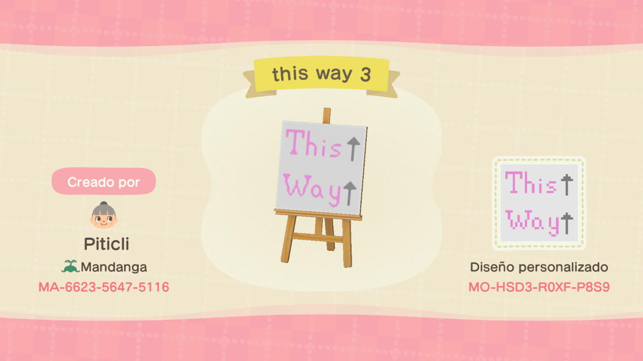 Animal Crossing Design Code: MO-HSD3-R0XF-P8S9 This Way 3