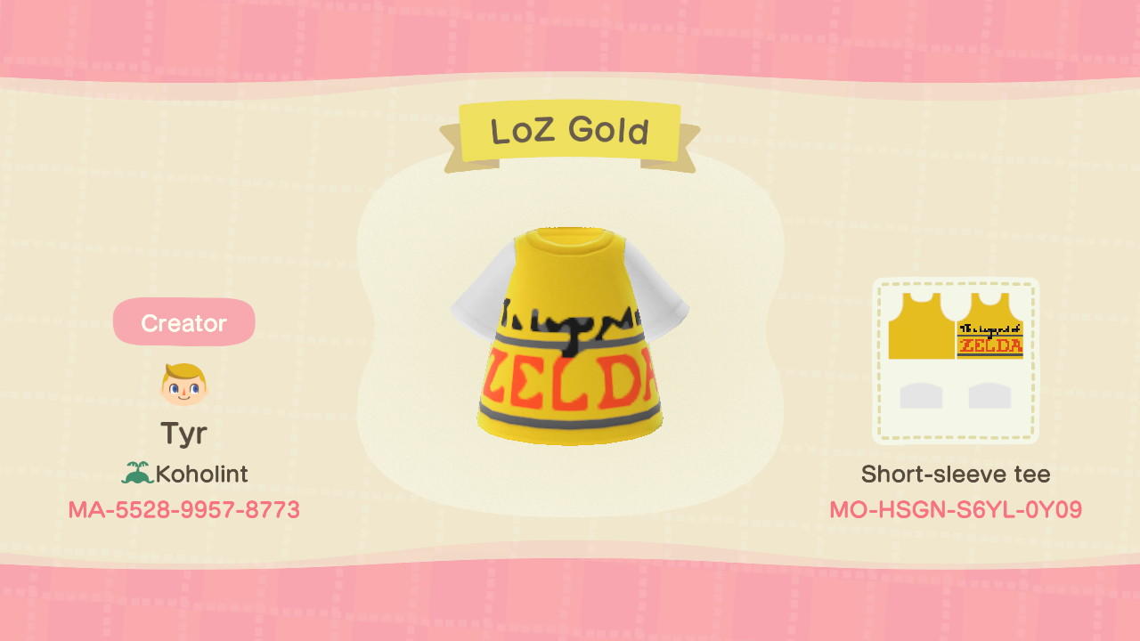 Animal Crossing Design Code: MO-HSGN-S6YL-0Y09 LoZ Gold