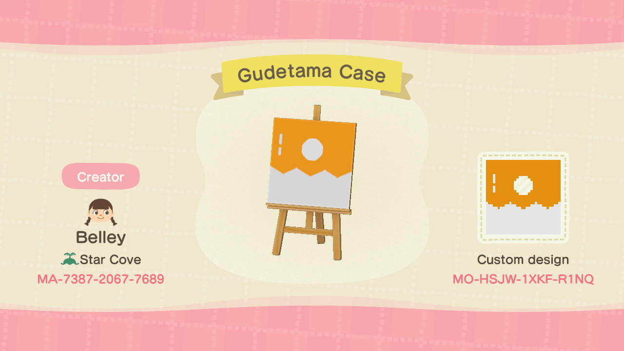 Animal Crossing Design Code: MO-HSJW-1XKF-R1NQ Gudetama Case