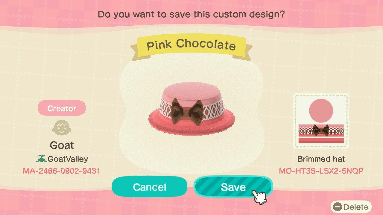 Animal Crossing Design Code: MO-HT3S-LSX2-5NQP Pink Chocolate