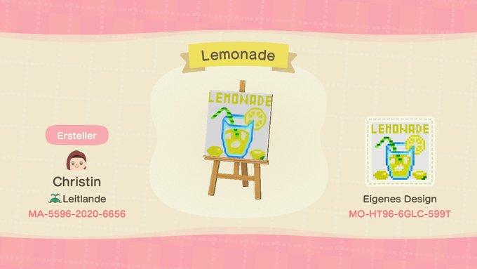 Animal Crossing Design Code: MO-HT96-6GLC-599T Lemonade Sign