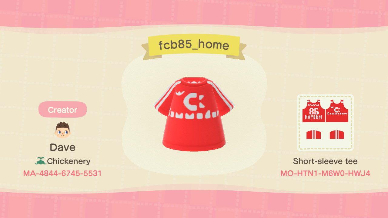 Animal Crossing Design Code: MO-HTN1-M6W0-HWJ4 FC Bayern 85/86 Home