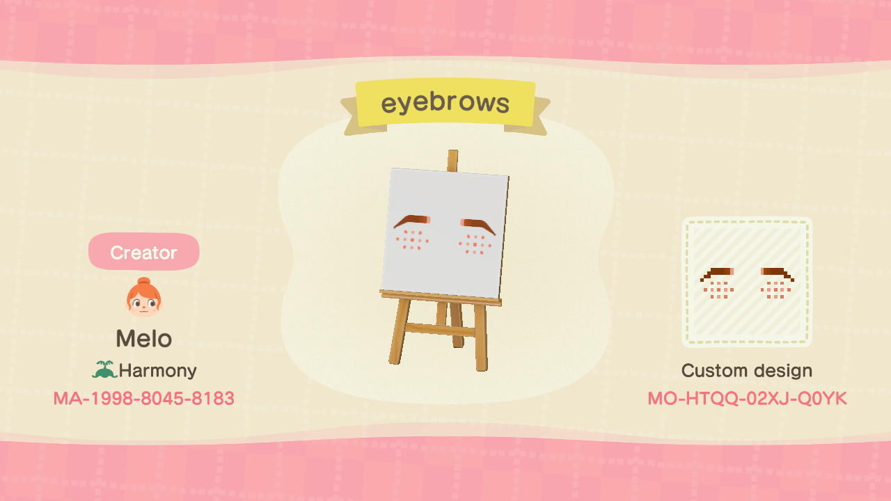 Animal Crossing Design Code: MO-HTQQ-02XJ-Q0YK Eyebrows