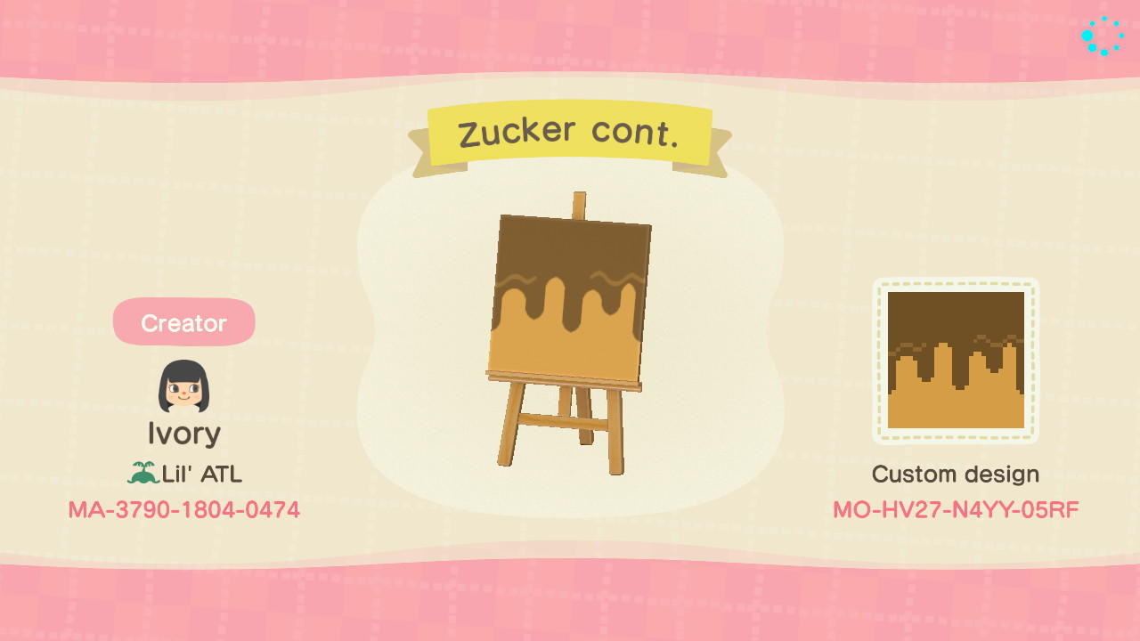 Animal Crossing Design Code: MO-HV27-N4YY-05RF Zucker Plain