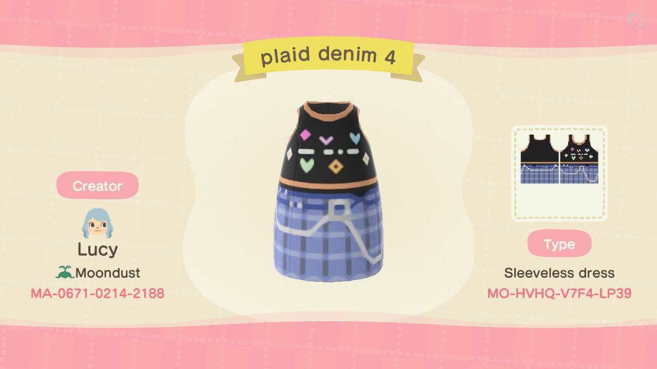 Animal Crossing Design Code: MO-HVHQ-V7F4-LP39 plaid denim 4